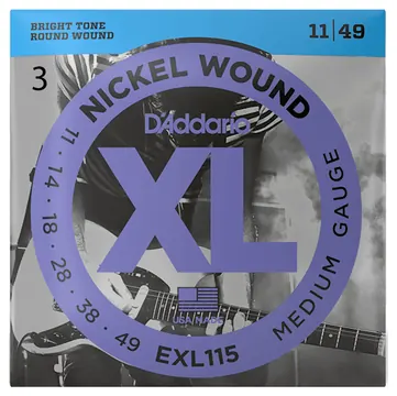 D'addario EXL115-3D 11-49 Nickel Medium - 3-Pack