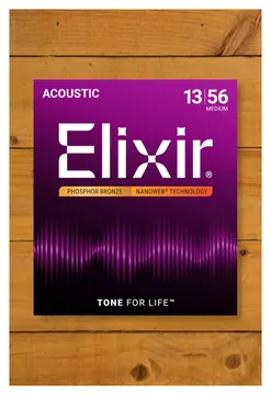 Elixir Nanoweb Coated Acoustic Guitar String Set, Phosphor Bronze, .013-.056