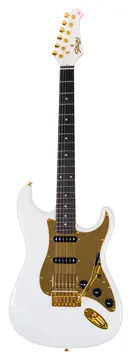 Seizi Vintage Budokan HSS Pearl White Gold Mirrored Pickguard
