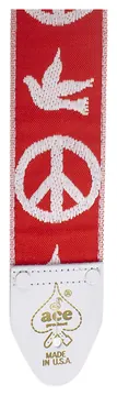 D'Andrea Ace Vintage Reissue Guitar Strap (ACE-6 RED), Peace & Dove Red