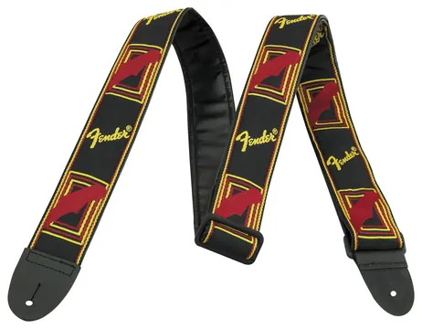 Fender Monogrammed Guitar Strap | Black/Yellow with Red
