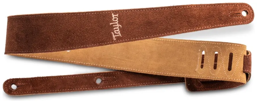 Taylor | Guitar Strap | Embroidered Suede | Chocolate Brown | 2.5"