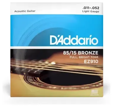 D'addario EZ910 85/15 Bronze Acoustic Guitar Strings, 11-52 Light