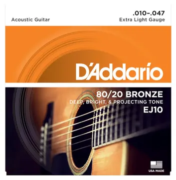 D'Addario Saiten für Akustikgitarre, 80/20 Bronze - 10/47