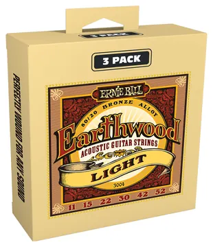 Ernie Ball 3004 Earthwood 80/20 Light 011-052 3Pak Bonze. Saiten für Akustik-Gitarre