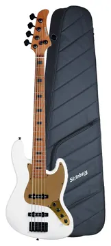 Strinberg Contrabaixo Strinberg JBS155AD Pearl White Signature Aninha Deleones Ativo 5 Cordas C/ Bag