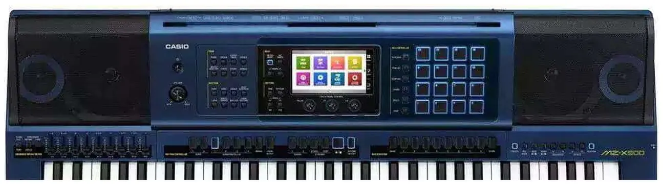 Casio Teclado Musical Arranjador Casio Mz X500 Azul 61 Teclas - Midi/usb - Tela Touch - 16 Pads + Fonte