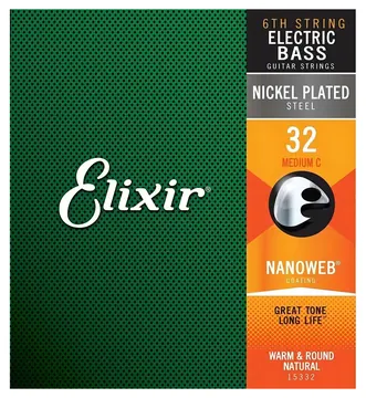 Elixir Corda Avulsa 6ª Dó para Contra-Baixo Elixir .032 Medium