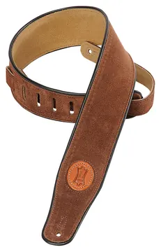 LevyS MSS3-BRN Suede Leather Serie Leder-Gitarrengurt (63mm), braun