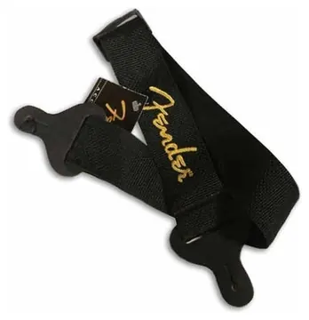 Correia Fender para Guitarra com Logo Amarelo