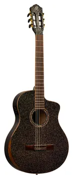 Ortega NEU Ortega The Private Room 4/4 Black Rainbow Sparkle Konzertgitarre inkl. Gigbag