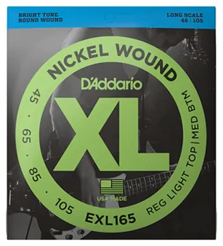 D'Addario EXL165 Reg Light Med Bass Guitar Strings Nickel Wound