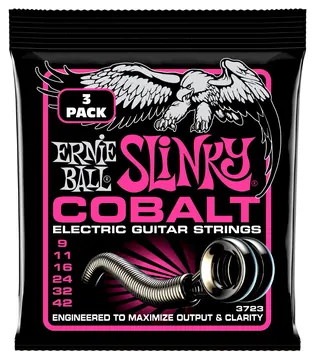 Ernie Ball 3723 Slinky Cobalt Super 9-42 3er Pack Cobalt Plated Steel. Saiten für E-Gitarre