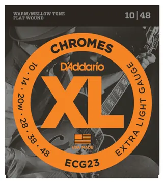 D'Addario ECG23 Chromes Flat Wound,Extra Light, 10-48