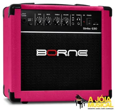 Borne Amplificador Cubo para Guitarra Borne Strike G30 Rosa (i)