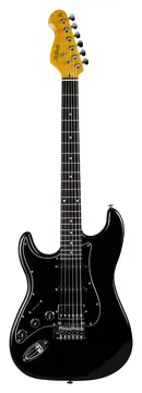 PHX ST-H BK LH E/BK Sunset Series Stratocaster HSS Preta C/ Escala Escura e Escudo Preto Canhota