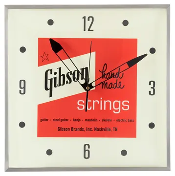 Gibson Vintage Lighted Wall Clock Handmade Strings Sign