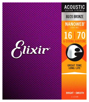 Elixir 11308 8-String Baritone 80/20 Bronze 016-070