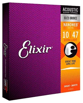 Elixir Strings Encordoamento Elixir para Violão Aço 010 Bronze 11002
