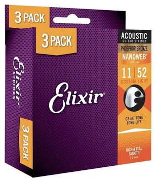 Elixir Encordoamento 3 Pack Elixir 011 para Violão