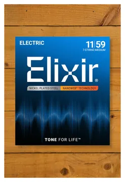 Elixir Nanoweb Coated Nickel Plated Steel 7-String Electric Guitar Strings - 11-59