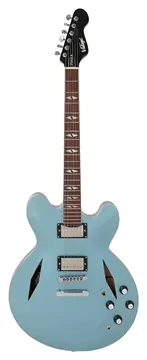 Vintage VSA550 "Pretender" Gun Hill Blue Semi Hollow E-Gitarre