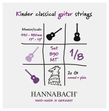 Hannabach Kindergitarren-Saitensatz 1/8, 44-48 cm