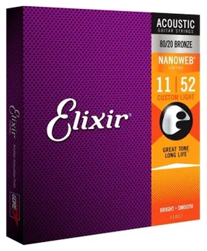 Elixir Jogo de Cordas 011 para Bronze 80/20 Nanoweb 011-052