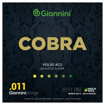 Giannini Encordoamento Giannini Cobra .011 Violão Aço Bronze 85/15 GEEFLK
