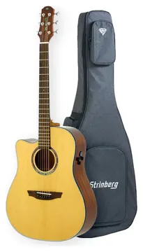 Strinberg DD3SC RT LH Canhoto Natural Satin Diamond Series Folk Aço com Bag