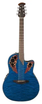 Ovation chitarre elettroacustiche celebrity elite plus mid cutaway blue transparent quilt