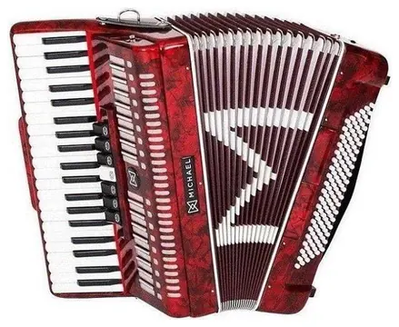 Michael Gaita Acordeon ACM12007N PRD 120 Baixos Vermelho Perolado Michael - 41 Teclas