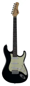 Memphis by Tagima MG-30 BK E/MG Memphis Series Stratocaster Preta C/ Escudo Mint Green e Escala Escura