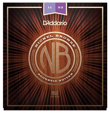 D'Addario NB1152 Nickel Bronze Acoustic Guitar Strings, Custom Light, 11-52