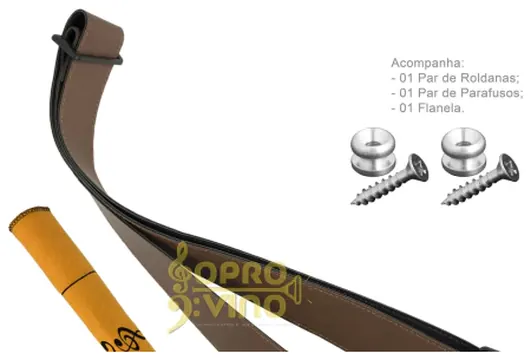 Basso Correia Alça Violão Guitarra Baixo Preto Couro Sintético Basso Vaqueta Cód. CLA10