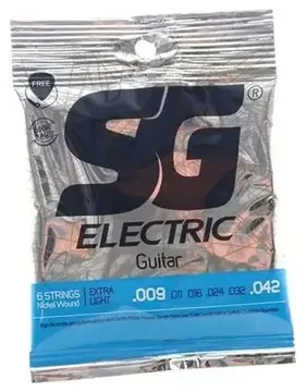 SG Encordoamento para Guitarra SG .009 Extra Light Hybrid