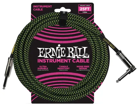 Ernie Ball 6066 Cavo Braided Black/Green 7,62 m
