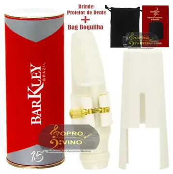 Barkley Boquilha Sax Barítono Barkley Vintage Zz Branca Ébano 7 Completa Bag Protetor Brindes