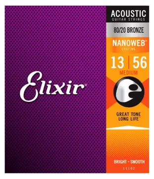 Elixir Medium (.13-.56) 80/20 Bronze w/NANOWEB Coating