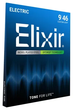 Elixir Electric Guitar Strings Elixir 9-46 Optiweb Coated Custom Light 100% Genuine