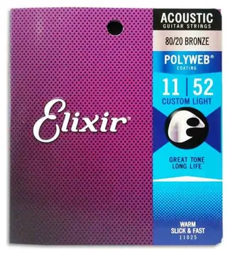 Jogo de Cordas Elixir 11025 Bronze Polyweb Extra Light