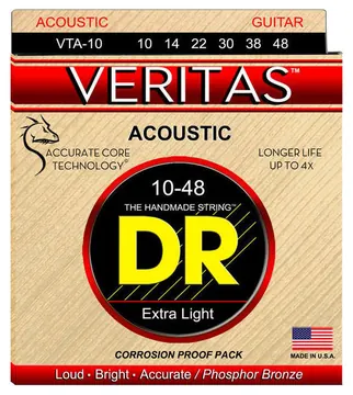 Dr Strings VTA-10 Veritas Muta di corde per chitarra acustica Extra Light 010-048
