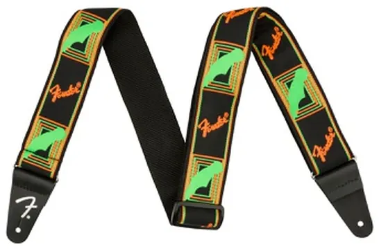 Fender Neon Monogram Guitar Strap | Green / Orange