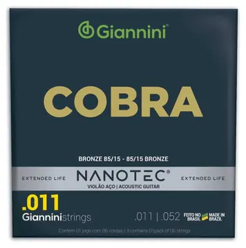 Giannini Encordoamento Giannini Violão 011 GEEFLK PN Nanotec 85/15