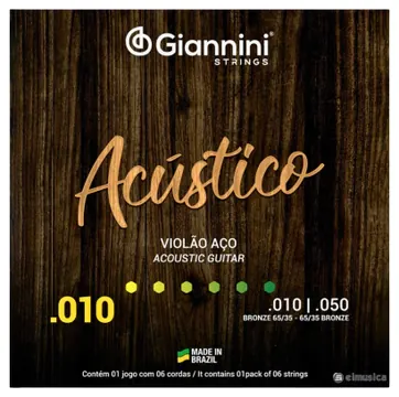 Giannini Encordoamento Giannini Acústico GESWAM Violão Aço Bronze 65/35 (.010 – .050)