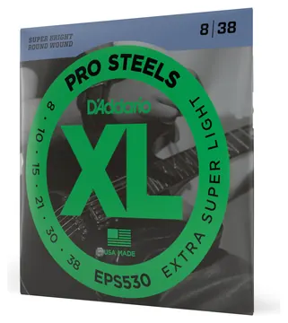 D'Addario EPS530 ProSteels Electric Guitar Strings, Extra-Super Light, 08-38