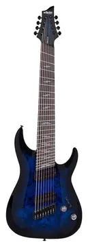 Schecter Omen 8 Ms Elite See Thru Blue Burst