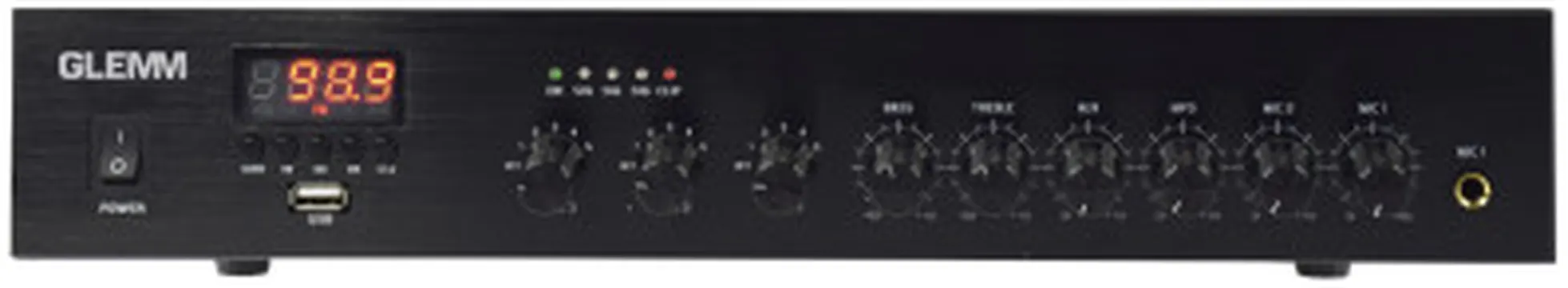 Glemm Amplificador Audio 100V 720W FM/USB/MP3/BT – 3 Zonas