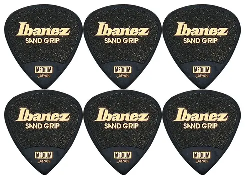 Ibanez Flat Pick Sand Grip schwarz 6 Stück - PPA16MSG-BK