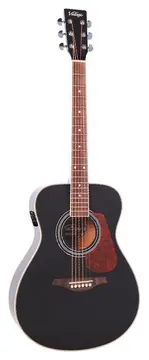 Vintage VE330 Electro-Acoustic Folk Guitar Black